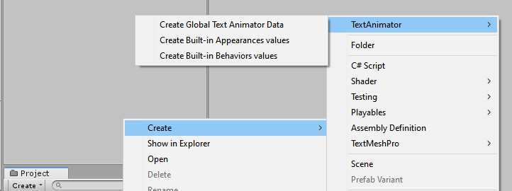 text animator create global effect values scriptable